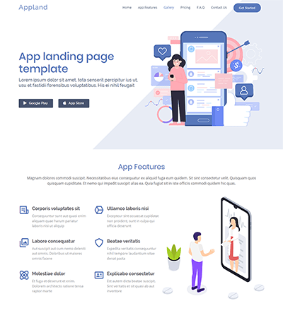 modello sito web Appland